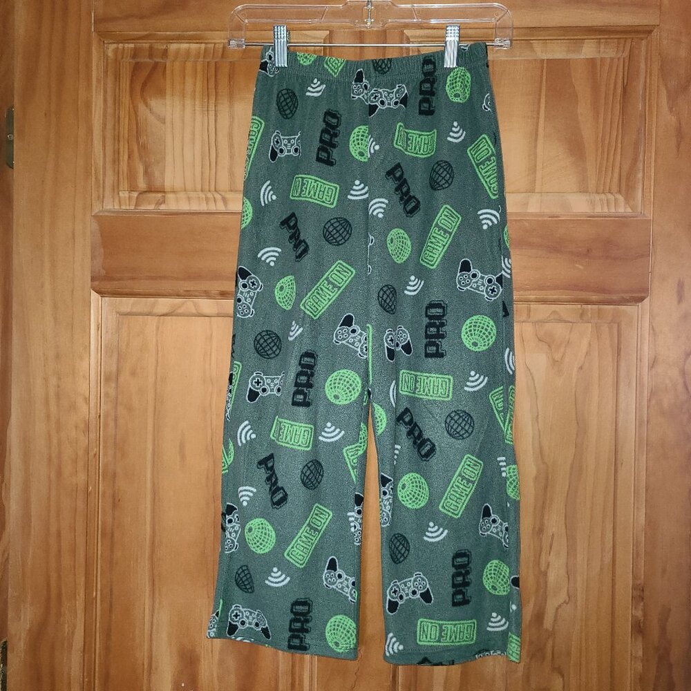 5/$30 Boys Cuddl Duds Green Gaming Theme Fleece Pajama Pants